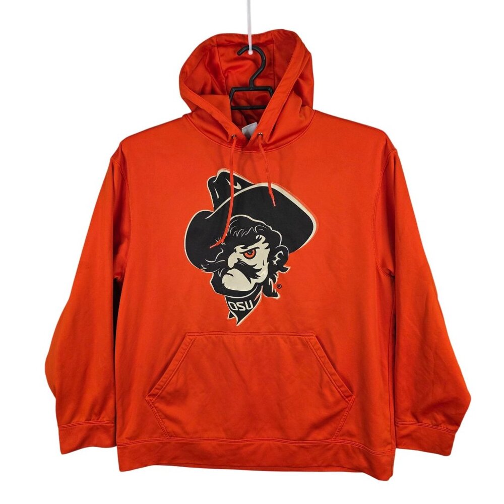 Mens Augusta Sportswear Orange Hoodie Sweatshirt OSU Cowboy Graphic Size XL